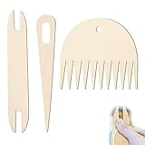 UZYXC Strick Set für Kinder und Anfänger, 3 Holzgabeln zum Stricken und Weben inklusive Kamm, Kreatives Handwerkzeug für Feinmotorik Training, Ideal für Mutter Kind Aktivitäten