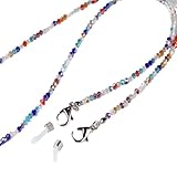YXINAER Bunte Brillenkette mit Kristallperlen, Brillenband for Damen, Gesichtsmaskenband, Umhängeband, Anti-Drop-Sonnenbrillenhalter, Seil Brillenkette Damen(Multicolored)
