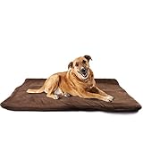 vitazoo Thermo Hundedecke - 100 x 70 cm Gross - Hundematte zum Mitnehmen für Unterwegs oder Outdoor - rutschfest, Waschbar, Wasserdicht, Faltbar und Flauschig Gepolstert - Braun