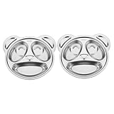 TOYZFRIENDY 2 Stück Teiliges aus Edelstahl Geteilter Panda teller für Hause Leicht und Kompakt Spülmaschinengeeignet Rutschfeste Kinderteller für Jungen und Mädchen