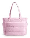 bagsmart Handtasche Damen, Wasserdichte Laptop Tote Bag, Shopper Tasche Groß, Reisetasche&Arbeitstaschefür Damen und Herren Fur Reisen, Fitness, Rosa