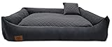Odolplusz XXL Hundebett für große Hunde – Hundekissen – Hundebett Ergonomisches Hundesofa (Dunkelgrau, L 120 x B 90 x H 19 cm)