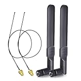 Bingfu WLAN Antenne 2,4GHz 5GHz 5,8GHz 8dBi RP-SMA-Stecker Antenne & 25cm M.2 NGFF zu RP-SMA Buchse Verlängerungskabel 2-Pack für M.2 NGFF Intel Wireless Netzwerkkarte WiFi Adapter Laptop