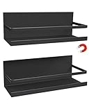 Dreamhigh® 2 Stück Kühlschrank Regal Magnetisch, Maximale Belastung 5 KG, Gewürzregal magnetisch mit Ablage, Wandregal Küche Anti-Rost, für Gewürze, Gläser, Flasche, Getränke- Schwarz