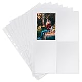 40 Stück Fotohüllen DIN A4, Fotosichthüllen Transparente, A4 Postkartenhüllen 4 Fach Geteilt, Klarsichtfolien mit Metal Ringbuch, von Postkarten Fotos, Nachfüllseiten(155x105mm)