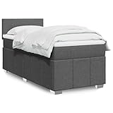 Massbinet Boxspringbett mit Matratze und Topper Polsterbett Schlichtes Design Dunkelgrau 80 x 200 cm
