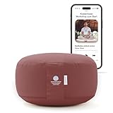 Inner Peace Yogakissen Meditationskissen aus 100% Bio Baumwolle und mit Bio Dinkelfüllung | Yogakissen Rund, Yoga Sitzkissen, Yogakissen Meditationskissen, Sitzkissen Yoga (Aubergine)