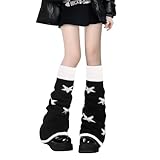 Oemmn Lose Gestrickte Beinwärmer für Damen Winter Leg Warmers Y2K Japanische Lolita Beinstulpen Lange Socken Kawaii Häkeln Beinwärmer Gestrickte Warme Oberschenkel Hohe Socken (Pentagramm)