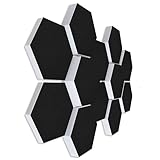 platino24 Schallabsorber 3D-Set aus Basotect G+ mit Akustikfilz in Schwarz, 12 Elemente: je Ø30cm Wabe, Verbesserung der Raumakustik