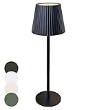Coen Bakker LED Tischlampe dimmbar mit Touch IP44 Lampe USB 3 Lichtfarben für Innen & Außen 36,5x11 cm Tischleuchte, Farbe:Schwarz