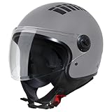 VINZ Como Jethelm mit Visier ECE 22.06 Zertifiziert | Roller Helm Mopedhelm Ideal Für Motoroller & Vespa | Herren und Damen | Komfortabler Motorradhelm XS-XL | Titanium