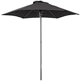 Outsunny Sonnenschirm Ø196 cm, sechseckig Balkonschirm Strandschirm windfest stabil Marktschirm Kurbelschirm Sonnenschutz für Strand Balkon Garten, Schwarz