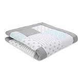 emma & noah Krabbeldecke Baby, 120x120 cm, Groß und Gepolstert, Bio-Baumwolle, Oeko-TEX Zertifiziert, Babydecke, Weiche Spieldecke & Laufgittereinlage für Jungen & Mädchen (Patchwork Essential Grau)