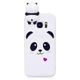 DasKAn Kompatibel mit Samsung Galaxy S7 Edge 3D Panda Einfarbig Matt Silikon Hülle, Lustig Süße Tiere Muster Ultra Dünn Weich Gummi Handyhülle Fallschutz Stoßfest TPU Schutzhülle,Weiß#1