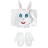 Generisch Hasenkostüm für Kinder,Osterhasen Kostüm Kinder für Jungen und Mädchen Tiere Kostüm Overall mit Handschuhe Lustige Kostüme für Cosplay Karneval Mottoparty Weihnachten