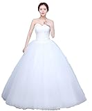 Shoudian Damen Elegant Plus Size Spitze Schulterfrei Brautkleider Lace Up A Linie Abendkleid Partykleid Ballkleider, beige, 32