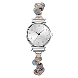 rorios Damen Analog Armbanduhr Leichtgewichtiges Dehnbare Band mit Steindetails Alltagstrend Tagesuhr für Frauen Weiß
