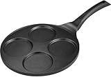 SHINWHEN Pancake Pfanne Spiegeleipfanne - Ø26cm, 4 Loch, Induktion Ceran Gas Elektro, Poffertjes Pfanne, Pancake Maker, Maker Eierpfanne, Spiegelei Liwanzen Poffertjes Blinis