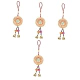 BESPORTBLE 4 Stück Handwerkliche Windspiele Wohnaccessoires Handgefertigte Strohhalme Hängende Ornamente Anhänger Windspiele Türglocken Kolibri Pavillon Deck Holzperlen