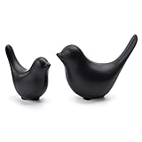 Notakia Kleintier-Statuen, Heimdekoration, moderner Stil, Vögel, dekorative Ornamente für Wohnzimmer, Schlafzimmer, Büro, Schreibtisch, Schränke (schwarz, 2 Stück)