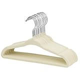ManGotree Baby Samt Kleiderbügel für Säuglinge und Kleinkinder, 28cm Kinder Größe, 360 Grad Drehbar, Ultradünnes und Rutschfestes Design, 15 Stück (Creme)