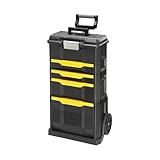 Stanley Rollende Werkstatt aus Metall-Kunststoff 1-79-206 / Werkzeugwagen leer mit 3 modularen Einheiten / Vielseitige Werkzeugbox für Kleinteile und große Werkzeuge