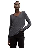 TOM TAILOR Damen Basic Strickpullover mit V-Ausschnitt, 30281 - Evident Anthracite Melange, L