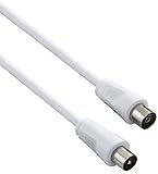 PremiumCord TV Koaxial Antennen Kabel 5m, 75 Ohm, IEC Stecker auf Buchse, Abgeschirmt - für DVB-C, DVB-T/T2, 4K UHD 2160p, Full HD 1080p 3D, Farbe Weiß
