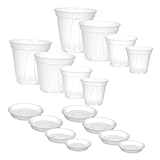 LOORGVEL 8 Stück Teiliges Durchsichtige Pflanztöpfe aus Robustem PP mit Luftzirkulation Großer Kapazität und Wasserspardesign Atmungsaktive Runde Anzuchttöpfe für Orchideen Sukkulenten und