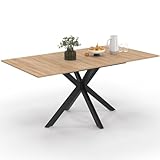 IDMarket Esstisch, ausziehbar, rechteckig, Alix, 4-8 Personen, Spinnenfuß, Holz und Schwarz, 120 – 160 cm