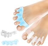 4 Stück Zehenspreizer Silikon, Ballenzeh-Spreizer Waschbare, Hallux Valgus korrekte für Hammerzehen, Ballenzeh-Korrektor Wiederholbare, Geeignet für Männer und Frauen,Blau und Weiß