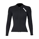 Owntop Neoprenanzug Jacke für Damen - 2mm Neoprenanzug Top Langarm, Frontreißverschluss für Tauchen Surfen Schnorcheln Schwimmen, Damen Schwarz XL