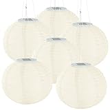 Lunartec LED-Solarlampion: 6er-Set Solar-LED-Lampions, Dämmerungs-Sensor, IP44, warmweiß, Ø 30 cm (warmweißer Solarlampion, großer Solar-Lampion, Stimmungslicht)