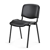 Topsit Wartezimmerstuhl aus Kunstleder, stapelbarer Besucherstuhl, Metallgestell Bürostuhl, Konferenzstuhl, Home Office, Rezeption (Schwarz)