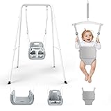 MINENICE 4-in-1 Schaukeln & Baby Türhopser Set für Kleinkinder, Schaukelset für Kinder Faltbarer Metallständer für drinnen und draußen, einfach zu montieren und aufzubewahren (Weiß)