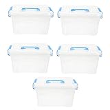 BESTYASH 5 Stück Teiliges Stapelbare Plastikkisten mit Deckel Transparente Aufbewahrungsbox für Schreibtisch und Kleinteile für Zuhause und Unterwegs