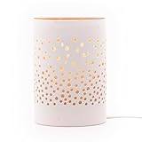 Candle-Brothers Elektrische Duftlampe Dots | Aromalampe Keramik Weiß | Für Duftöle & Wachsmelts | Raumduft Lampe | Duftlampe elektrisch | Beduftung für Wohnzimmer Schlafzimmer Flur