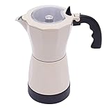 C-Juzarl Espressokocher, 300ML Espressomaschine für 6 Tassen, Espressokanne Kaffeekocher, Moka Pot Italienische Kaffeemaschine (Cremeweiß)