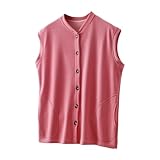 riou Fitness Set Damen Gerät Warme, mit Wolle gefütterte Damen-Unterwäsche, Oberteil, Warmer Samt, Bequeme Basisweste Damen Fleecepullover Warm (Pink, XXL)