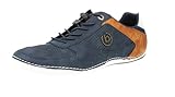 bugatti Herren Casual Sneaker mit Flexibler Sohle, Schnürschuh mit Memory Foam, Elastische Schnürsenkel, Dunkelblau, 44 EU