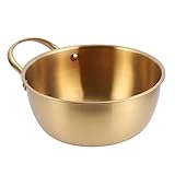 PEPLAYTAL 1 Stück Nudelschüssel Rührschüssel Rostfrei Nicht -stick Nudeltopf Mit Sieb Nudeln Tragbare Ramenschale Ramen Making Pot Ramen-nudeltopf Ramen-pfanne Kleiner Ramentopf Golden