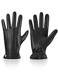 vislivin Winter Handschuhe Herren Leder Handschuhe Vollhand Touchscreen Handschuhe Wärme Leather Gloves Schwarz L