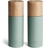 SPRINGLANE Salz & Pfeffermühle 2er Set aus Buchenholz & Beton, Gewürzmühle, Chilimühle, Verstellbares Keramikmahlwerk, Unbefüllt, Skandinavisches Design - Mint