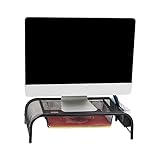 Mind Reader 'Raise' Metall Mesh PC Laptop IMac Computer Monitor Stand mit Schublade, schwarz
