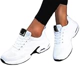 Minetom Damen Mesh Sneaker Laufschuhe Turnschuhe Sportschuhe Running Tennis Straßenlaufschuhe Leichtgewichts Atmungsaktiv Walkingschuhe Outdoor Fitness Jogging B1 Weiß 39 EU