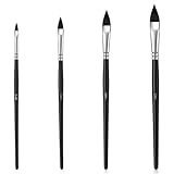 4 Stück Katzenzungenpinsel, Aquarellpinsel, Watercolor Brush - Perfekt für Künstler und Anfänger