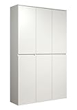 trendteam smart living - Nevada - Mehrzweckschrank - Weiß - Schrank mit 6 Türen, 12 Einlegeböden und 1 Kleiderstange - (BxHxT) 111 x 191 x 34 cm - grifflose Türen