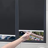 Verdunkelungsrollo Mit Saugnapf Titansilbergewebe Sonnenschutz Rollo Silberfarben Undurchsichtig,Abnehmbar Reisevorhang,Fensterrollo Dachfenster,Temporäre Jalousien Schwarz (68×125cm)