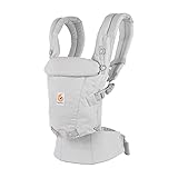 Ergobaby Adapt Babytrage für Neugeborene ab Geburt, 3-Positionen SoftTouch Cotton Ergonomische Babybauchtrage Rückentrage Baby-Tragetasche, Pearl Grey