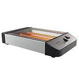 Taurus – Flachtoaster Neptuno Legend 1000W | 25x20 cm Toastfläche | 3 Quarz-Heizelemente | Akustisches Signal | Für 4 Toasts | Krümelschublade | Edelstahl | Kabelaufwicklung